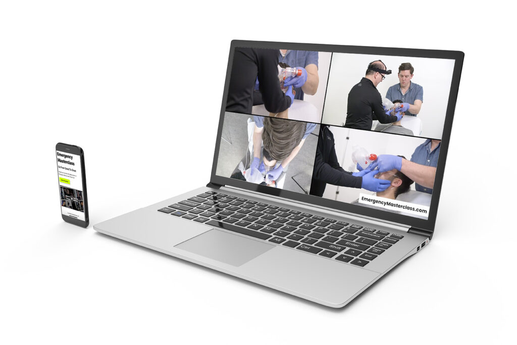 Laptop with Command The Airway - an emergency airway course with Rich Levitan - EmergencyMasterclass.com