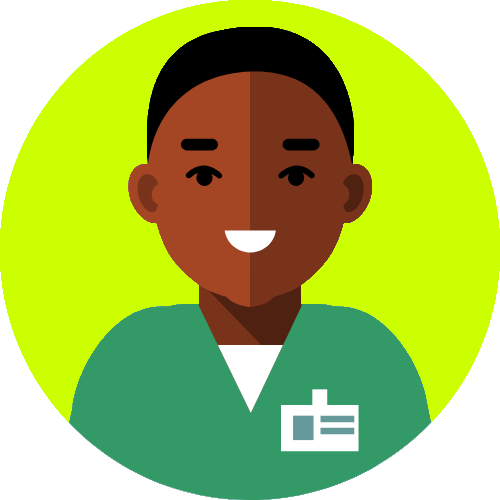 Male nurse avatar on lime green background